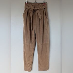 Free People Nightfall Vegan Suede High Rise Crop Pants, Camel/Tan (SIZE 2)